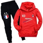 Survêtement de football france 2 étoiles pour garçon - rouge - tailles 100 à 170 - sans manche Survêtement de football france 2 étoiles pour garçon - rouge - tailles 100 à 170 - sans manche