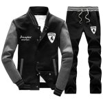 Survêtement pour homme - bk37 - veste et pantalon - noir - coupe classique Survêtement pour homme - bk37 - veste et pantalon - noir - coupe classique