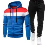 Surv�tement homme ensemble blouson sweat zipp� sports jogging pantalon 2 pi�ces sportwear tenues - bleu ...