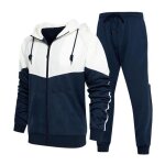 Survêtement homme ensemble sweat capuche et pantalon de jogging sport couleur contraste - bleu Survêtement homme ensemble sweat capuche et pantalon de jogging sport couleur contraste - bleu