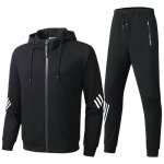 Survtement homme ensemble veste sweat capuche et pantalon sport jogging coton taille elastique confortable ...