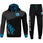 Surv�tement homme hnl imprim� zipp� toison encapuchonn� haut & jogging bas - bleu