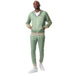 Lonsdale surv�tement homme slim fit vert / jaune - veste � capuche & pantalon interlock