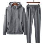Survetement homme sport jogging a capuche manches longues gris - running - bord ctel - taille lastique ...