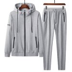 Survetement homme sport jogging a capuche manches longues gris - running - taille lastique