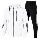 Survtement jogging a capuche 2 pices sport pour homme casual manches longues - blanc
