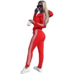 Survtement - lh - 2 pices - manches longues - rouge - fitness femme