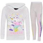 Surv�tement licorne arc - en - ciel fille - manches longues - 7 - 13 ans - b�b� rose et blanc