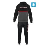 Survtement polaire bicolore givova italia 106 - noir / gris oscuro - xl - football - homme