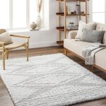 Livabliss tapis de salon à poils longs doux shaggy bohème nuria 160x220cm blanc / gris Livabliss tapis de salon à poils longs doux shaggy bohème nuria 160x220cm blanc / gris