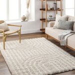 Livabliss tapis de salon � poils longs doux shaggy moderne christina 160x220cm blanc / beige