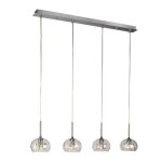 Suspension barre 4 lumi�res - glinka - verre et m�tal - longueur 85cm - style contemporain - ip20