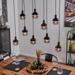 Suspension - burgusio - m�tal / verre noir / fum� - 9 x e14 - hauteur 150 cm - design moderne