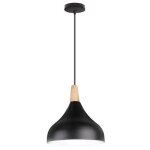 Uni lustre suspension contemporain e27 luminaire corde ajustable 20x20cm noir