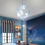Suspension décorative lune etoile - onever - lampe pour enfant chambre café salon - 5 led g4 - blanc ... Suspension décorative lune etoile - onever - lampe pour enfant chambre café salon - 5 led g4 - blanc ...
