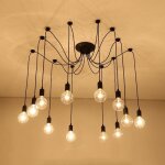 Suspension edison vintage rglable - tokius lampe suspendue luminaire industriel - lustre noir 12 ttes ...