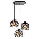 Suspension industrielle en cristal e27 20cm noir - lustre salle  manger couloir chambre
