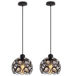 Suspension luminaire contemporain en fer forg� et cristal noir - wottes - uni - 2 ampoules e27 - 40w