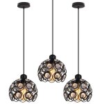 Suspension lustre contemporain 20cm noir - wottes - uni - fer forg� - ext�rieur