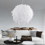 Suspension lustre de plumes � led - simple �clairage - blanc - 150 x 40 x 40 cm