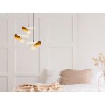 Suspension en métal - 3 abat - jours - l. 45 x h. 26 - 106 cm - doré et blanc - vittorio Suspension en métal - 3 abat - jours - l. 45 x h. 26 - 106 cm - doré et blanc - vittorio