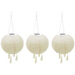 Suspension solaire led - lumisky - himalaya - �30cm - beige cr�me et mariage festif - autonomie 8h