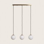 Suspension mtal et verre moonlight brass 3 spots dor