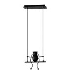 Suspension uni lustre forme de humanode noir - wottes - fer forg - e27 - 40w