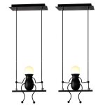 Suspension uni - wottes - lustre moderne en forme de humanode - couloir chambre entre - noir