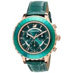 Montre - swarovski - octea - cuir crocodile vert - quartz - chronographe chic