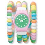 Swatch femme 25mm multi color plastique bracelet plastique boitier montre lp135b