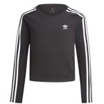 Sweat adidas originals 3 - stripes cropped junior - noir - col rond - manches longues