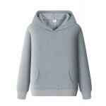 Sweat  capuche enfant uni en molleton bleu marine et noir - - gris