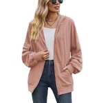 Sweat � capuche femme couleur unie avez poches zipp�e relaxed fit - rose - insfity