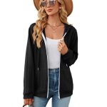 Sweat � capuche femme - insfity - noir - fermeture �clair - manches longues