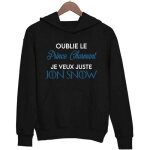 Sweat  capuche femme - jon snow - prince charmant - geek - famille stark - 50% coton 50% polyester