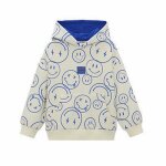 Sweat  capuche garon vitata - printemps - motif smiley - bleu - manches longues - col capuche