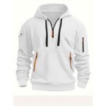Sweat capuche homme automne hiver en polaire insfity - blanc - manches longues - multi poches