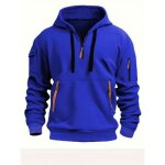 Sweat capuche homme automne hiver en polaire insfity - bleu roi - manches longues - multi poches