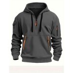 Sweat capuche homme automne hiver en polaire insfity - gris - manches longues - multi poches