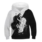 Sweat à capuche homme loups yin yang impression numérique - noir blanc - manches longues - taille plus ... Sweat à capuche homme loups yin yang impression numérique - noir blanc - manches longues - taille plus ...