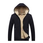 Sweat à capuche homme en polaire chaud hiver casual slim couleur unie - noir Sweat à capuche homme en polaire chaud hiver casual slim couleur unie - noir