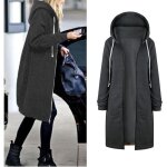 Sweat  capuche longue femme veste manches longues casual outwear manteau long hiver grande taille pull ...