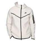 Sweat  capuche nike m nsw tch flc hoodie fz - blanc - col montant - manches longues