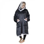 Sweat  capuche plaid couverture pull - sherpa et flanelle - adulte - gris fonc - vivezen