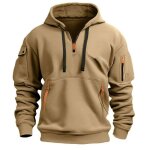 Sweat  capuche en polaire pour homme - insfity - automne hiver - chaud - multi poches - kaki