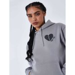 Sweat � capuche - project x paris - c?ur bris� - gris clair - femme - manches longues