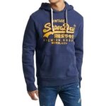 Sweat  capuche superdry - vintage logo heritage - bleu lauren marine - homme