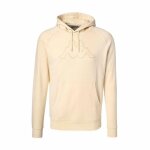 Sweat � capuche kappa zaiver homme beige et blanc - molleton poche kangourou manches longues
