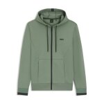 Sweat � capuche zipp� en coton m�lang� � rayures fz hoodie zone boss vert clair